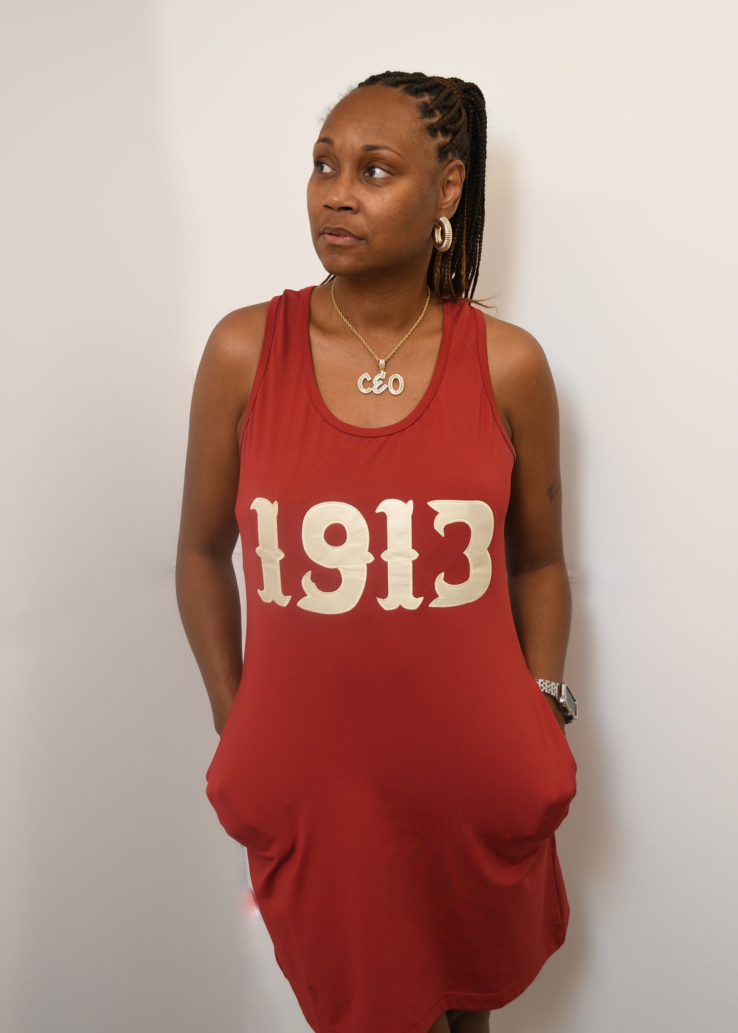 Crimson & Cream racer back tank dress