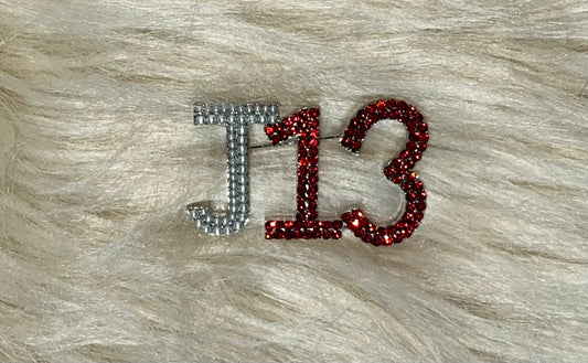 J13 Crimson and Cream Brooch