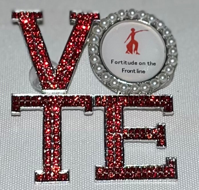 Fortitude on the Frontline bling Vote brooch