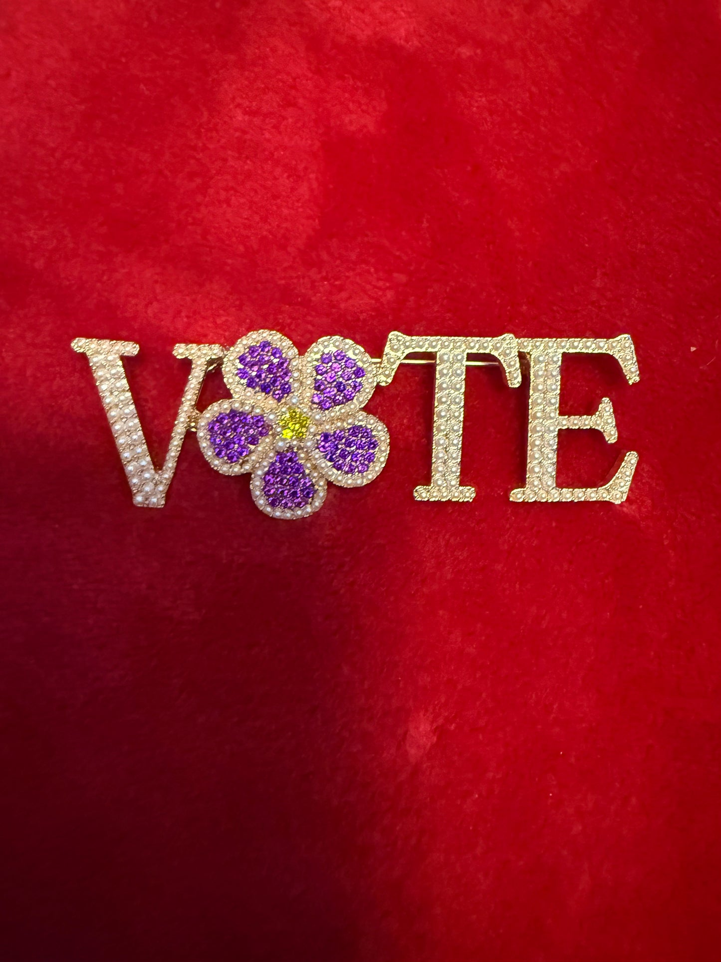 Violets & Votes Statement Brooch