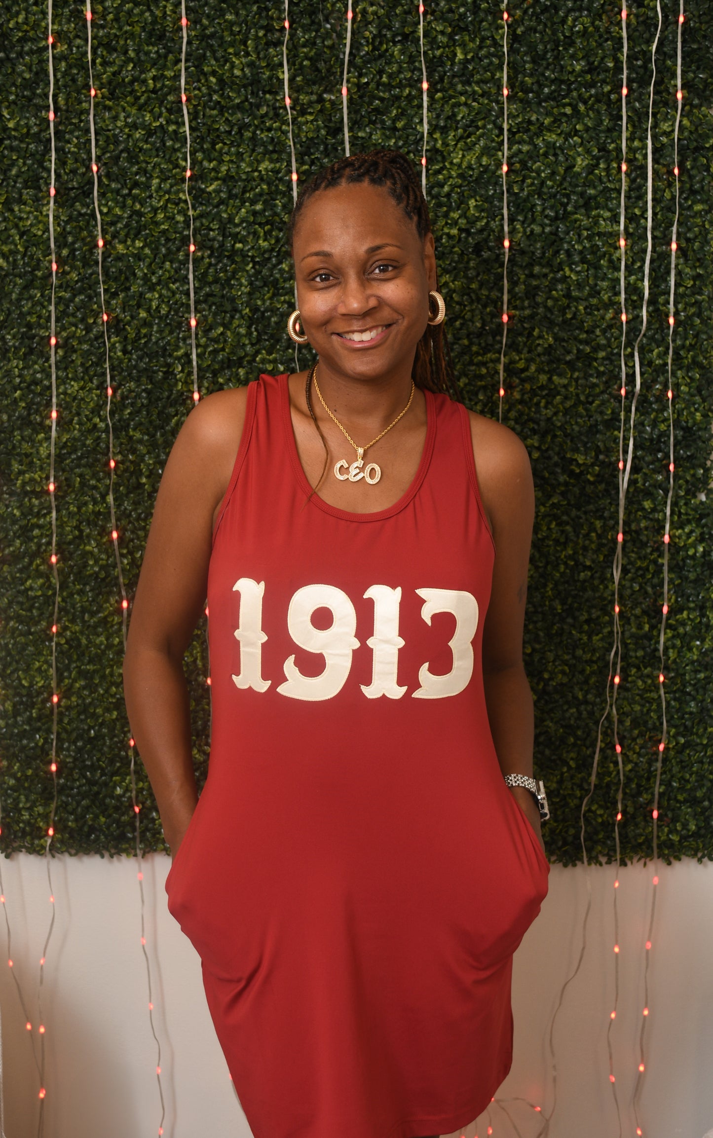 Crimson & Cream racer back tank dress