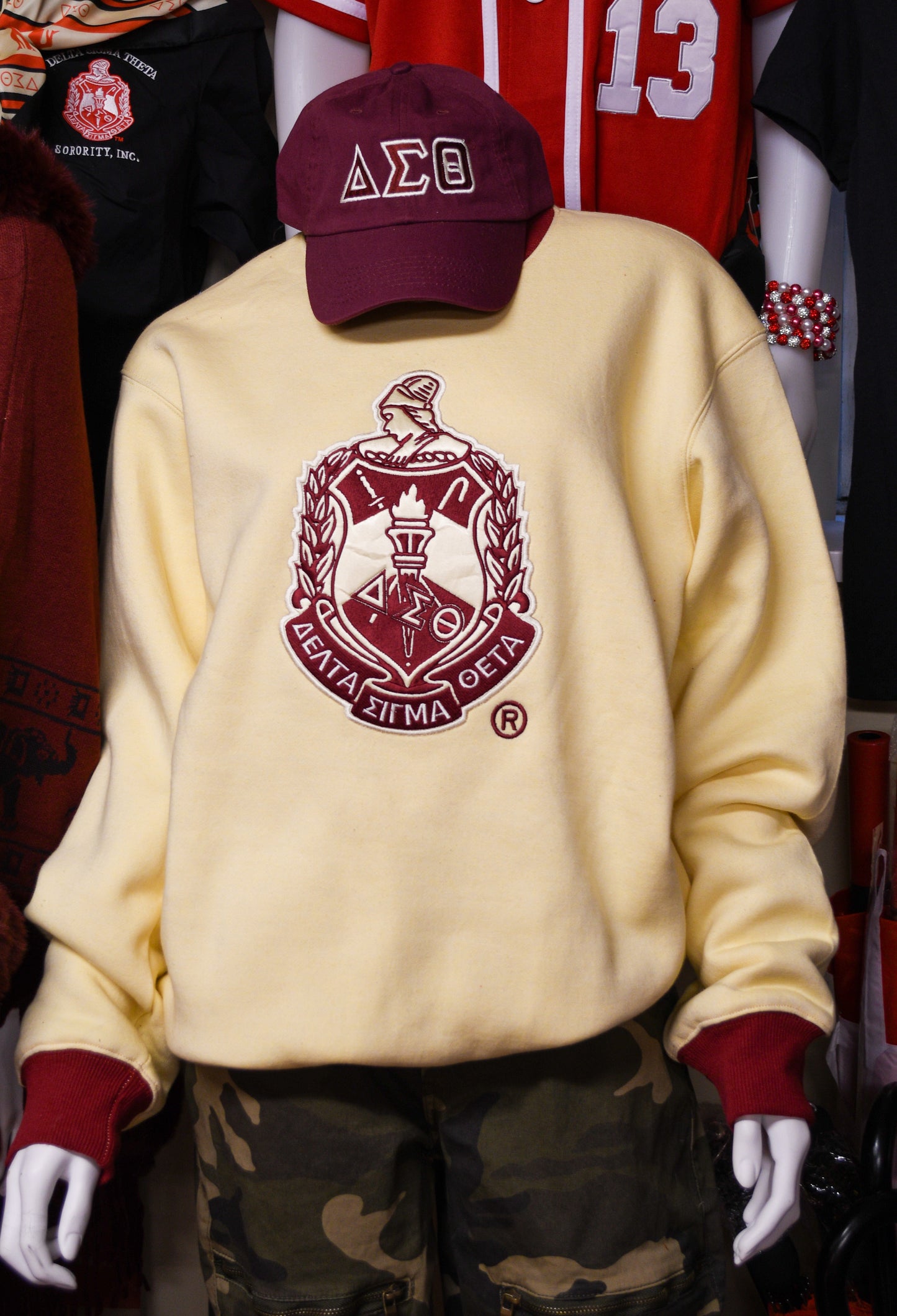 Crimson & Cream unisex sweatshirt with Sorority Crest