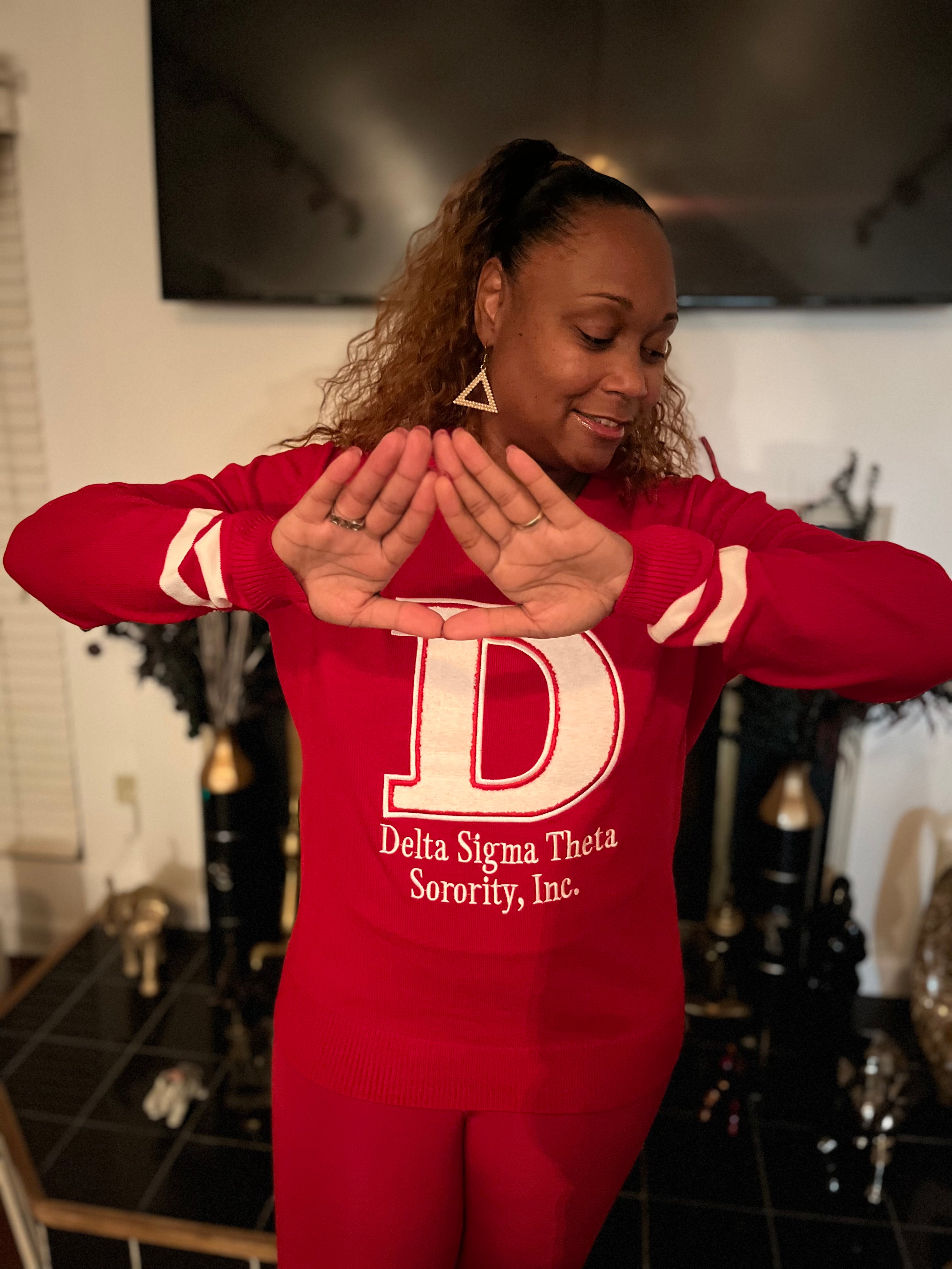 Chenille Delta Sigma Theta Varsity Women's V-Neck Sweater