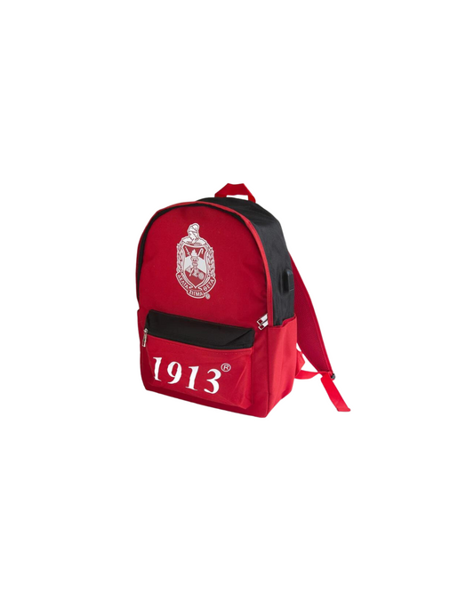 Black and Red or Red and White DST USB Port Backpack