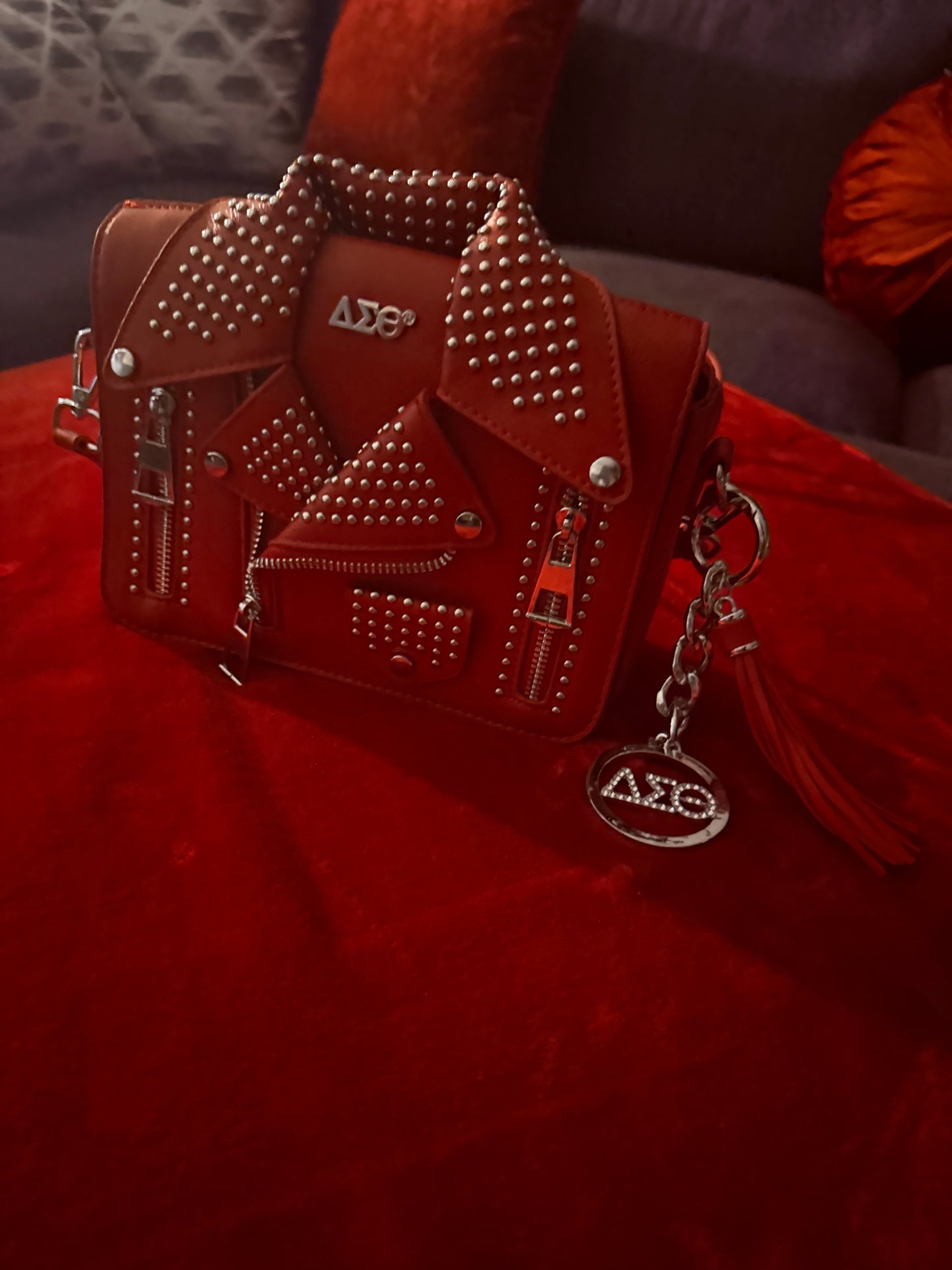 Delta Sigma Theta Rhinestone Keychain with Tassel