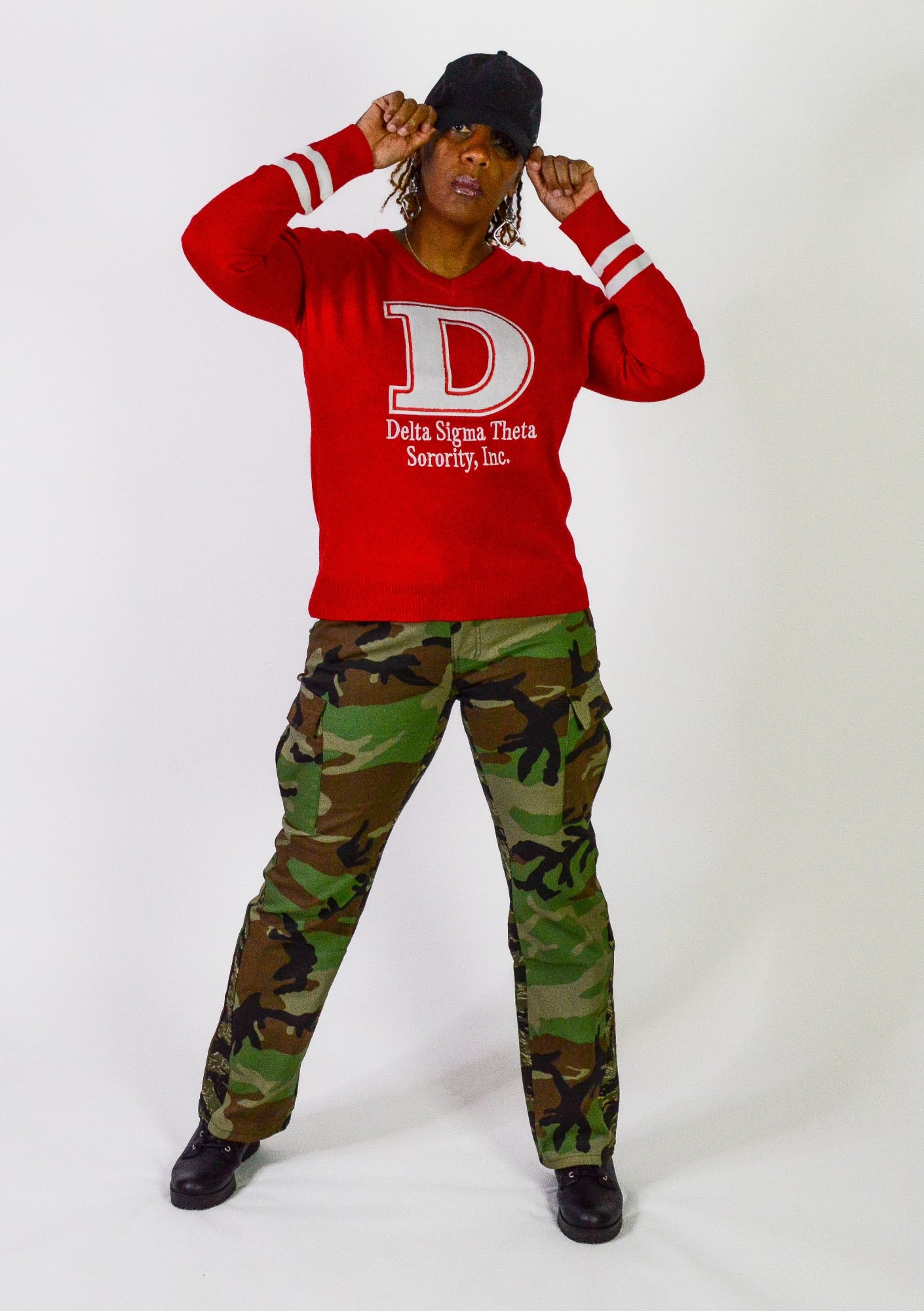 Chenille Delta Sigma Theta Varsity Women's V-Neck Sweater