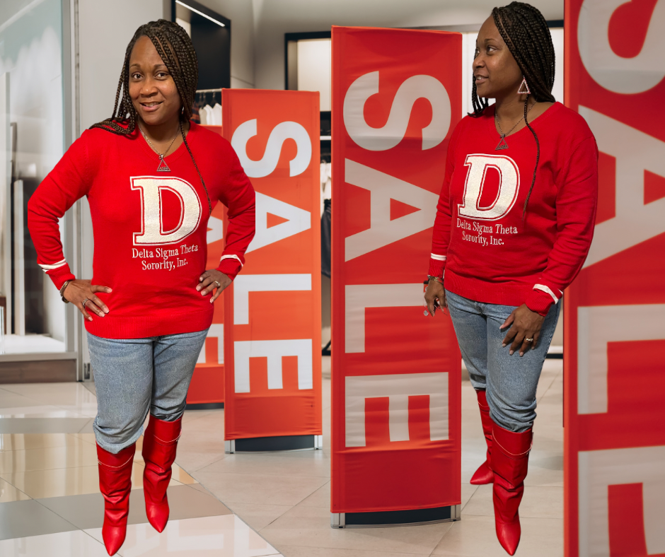 Chenille Delta Sigma Theta Varsity Women's V-Neck Sweater