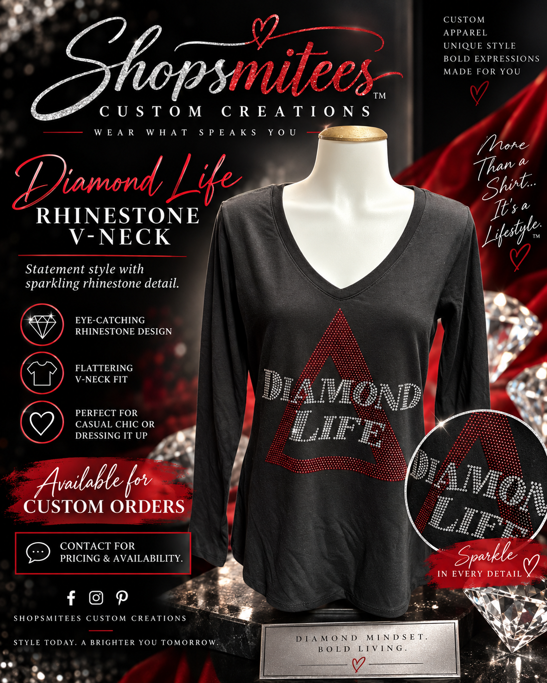 Diamond Life rhinestone long sleeve shirt