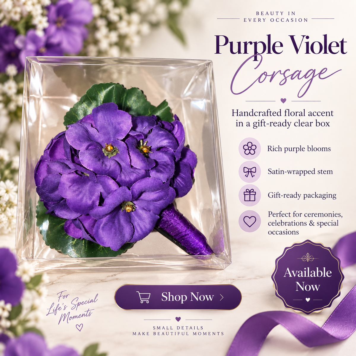 Purple violet corsage