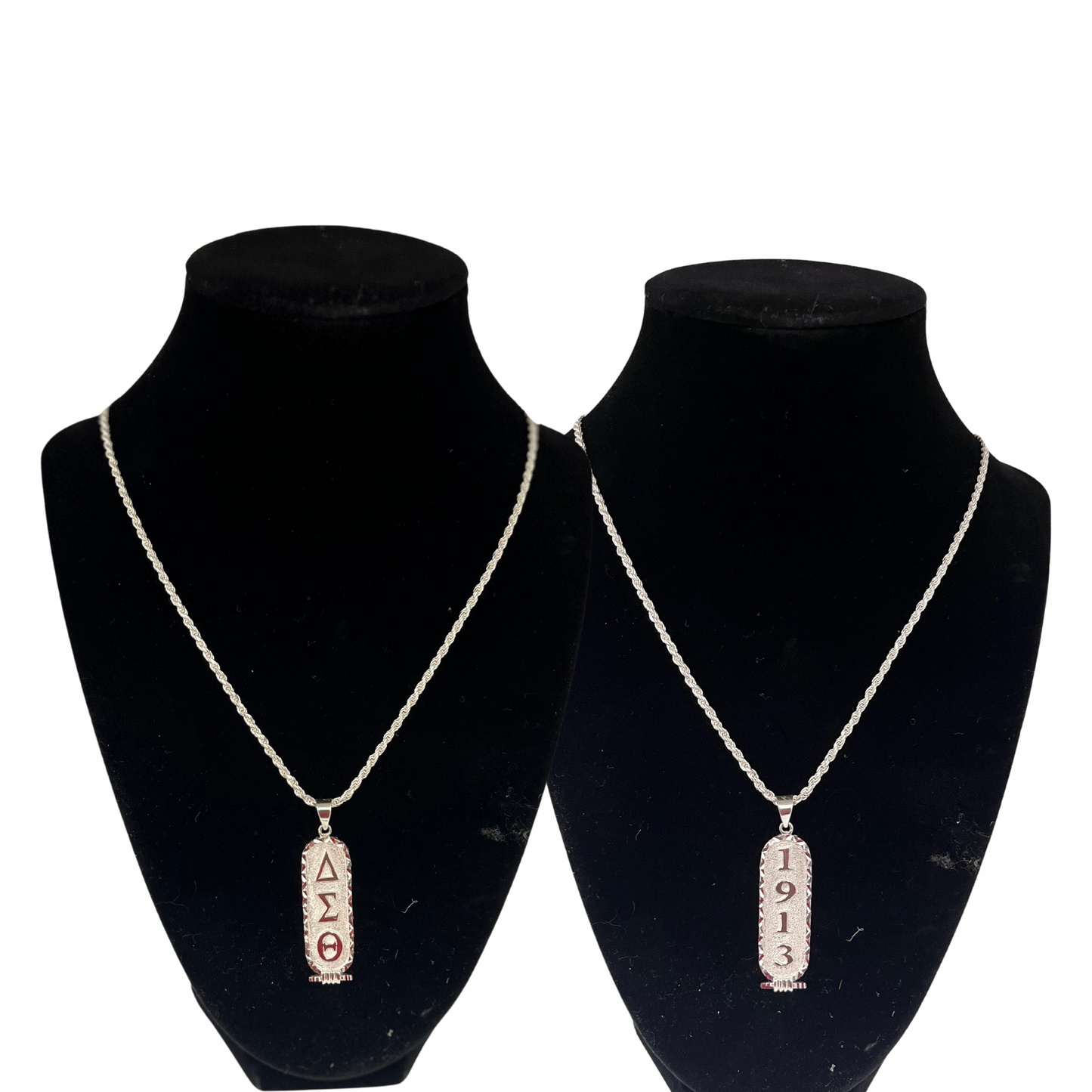 925 sterling silver 2 sided cartouche with DST Symbols and Founding year with 18’ Rope Chain