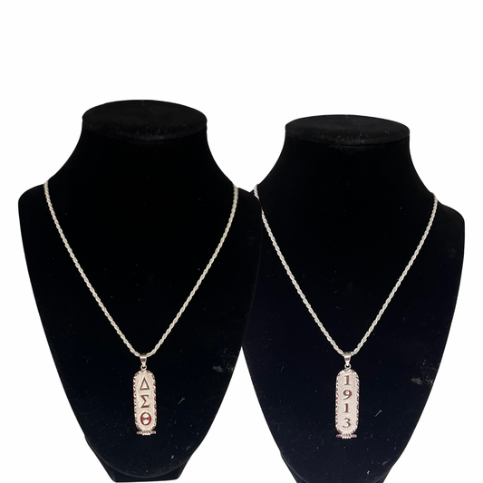 925 sterling silver 2 sided cartouche with DST Symbols and Founding year with 18’ Rope Chain