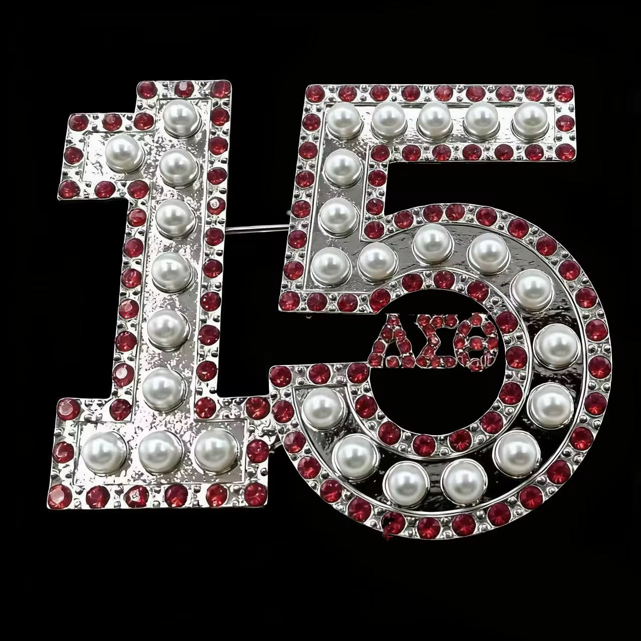 Pearl & Ruby Red Number Brooch Delta Sigma Theta®