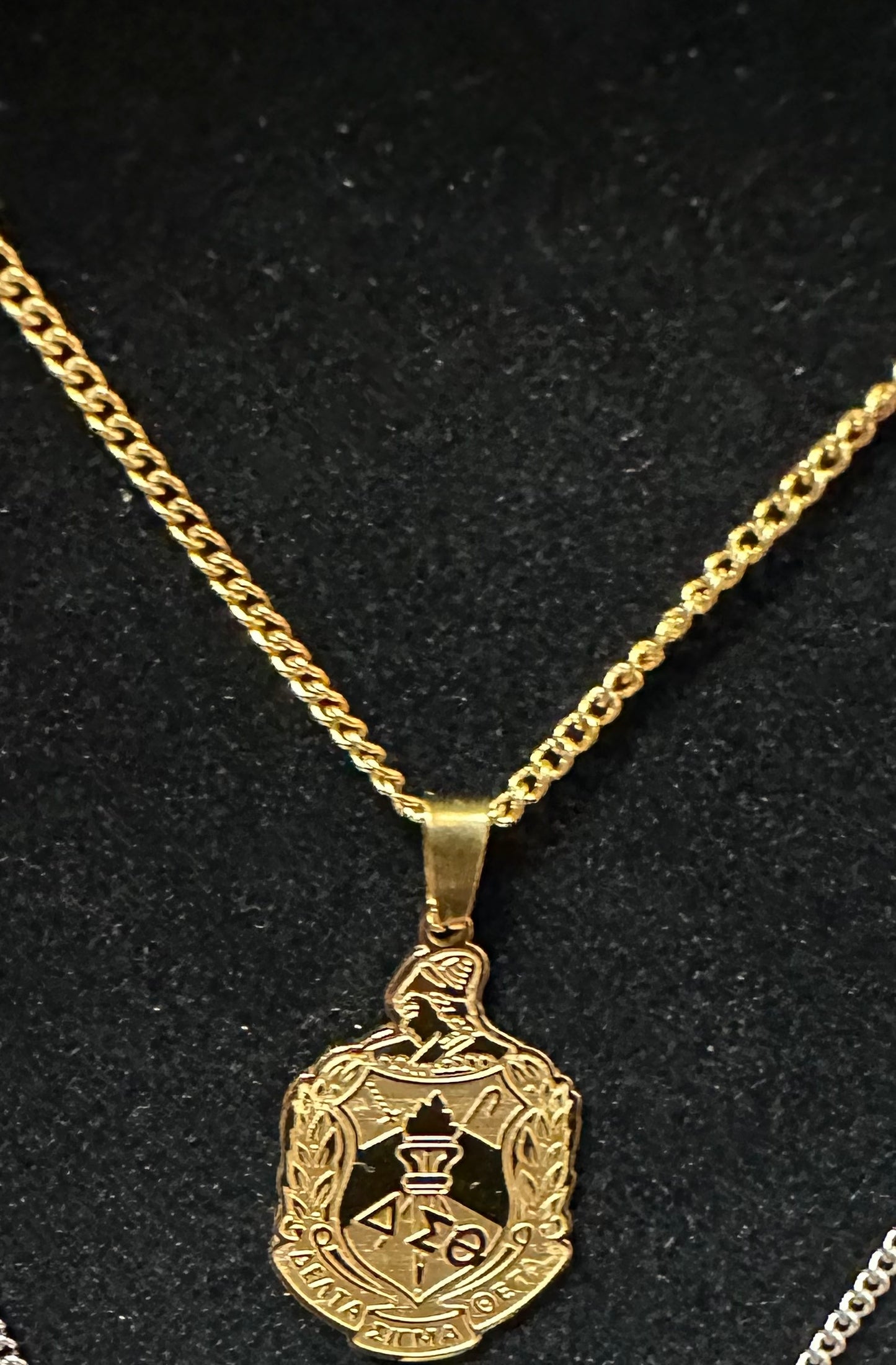 DST Sorority shield necklace