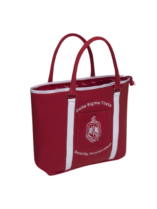 DST Red & White Canvas Tote Bag
