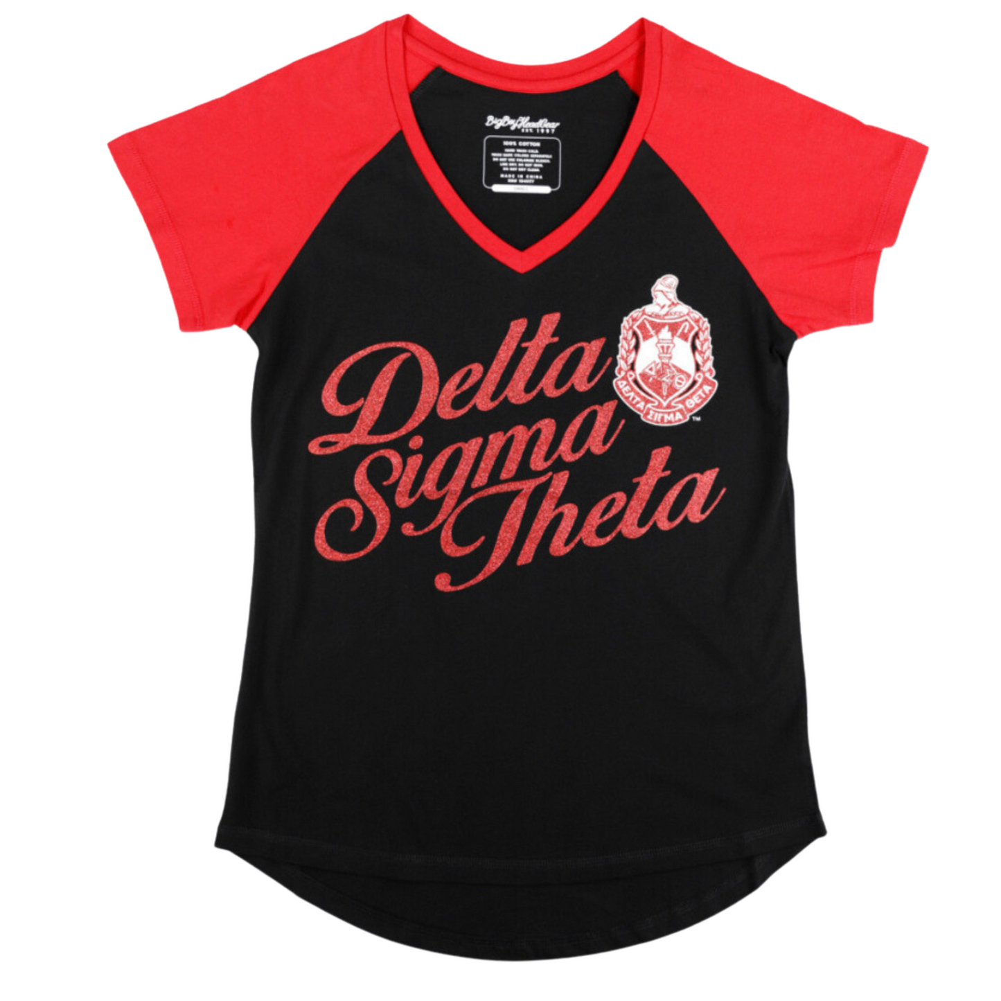 DST glitter V-neck T-shirt