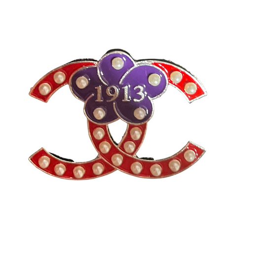 1913 Pearl Lapel Pin Crimson & Cream