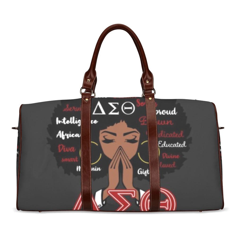Large Waterproof Greek letters motivational Queen Customized travel duffel bag - shopsmitees