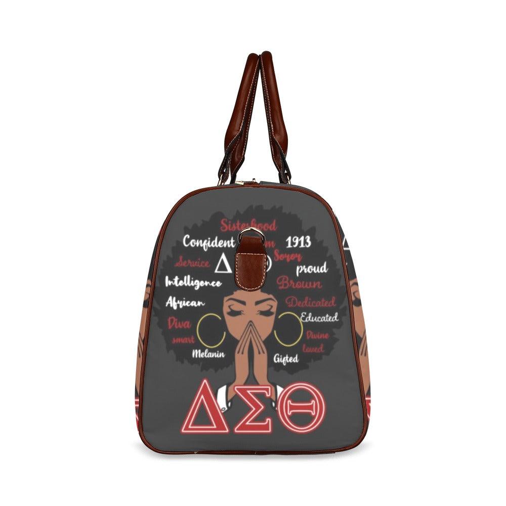 Large Waterproof Greek letters motivational Queen Customized travel duffel bag - shopsmitees