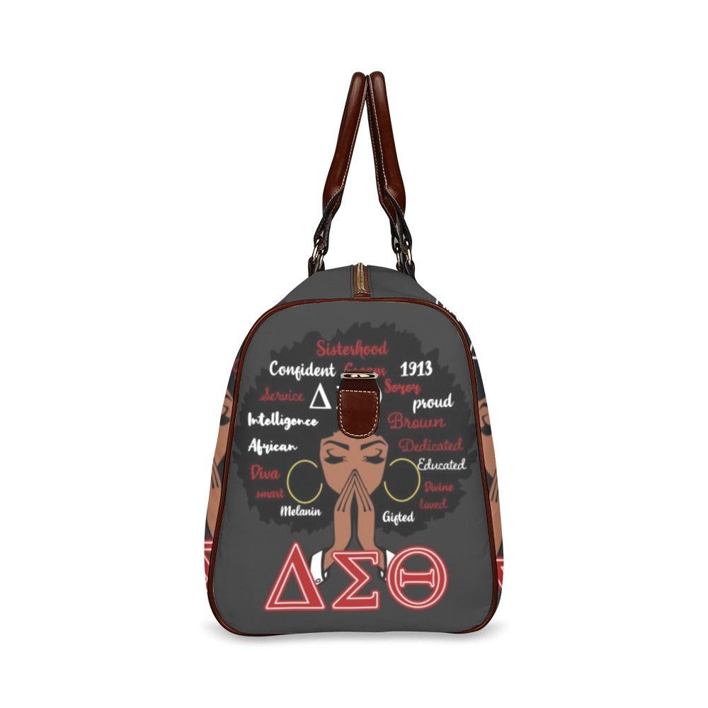 Large Waterproof Greek letters motivational Queen Customized travel duffel bag - shopsmitees