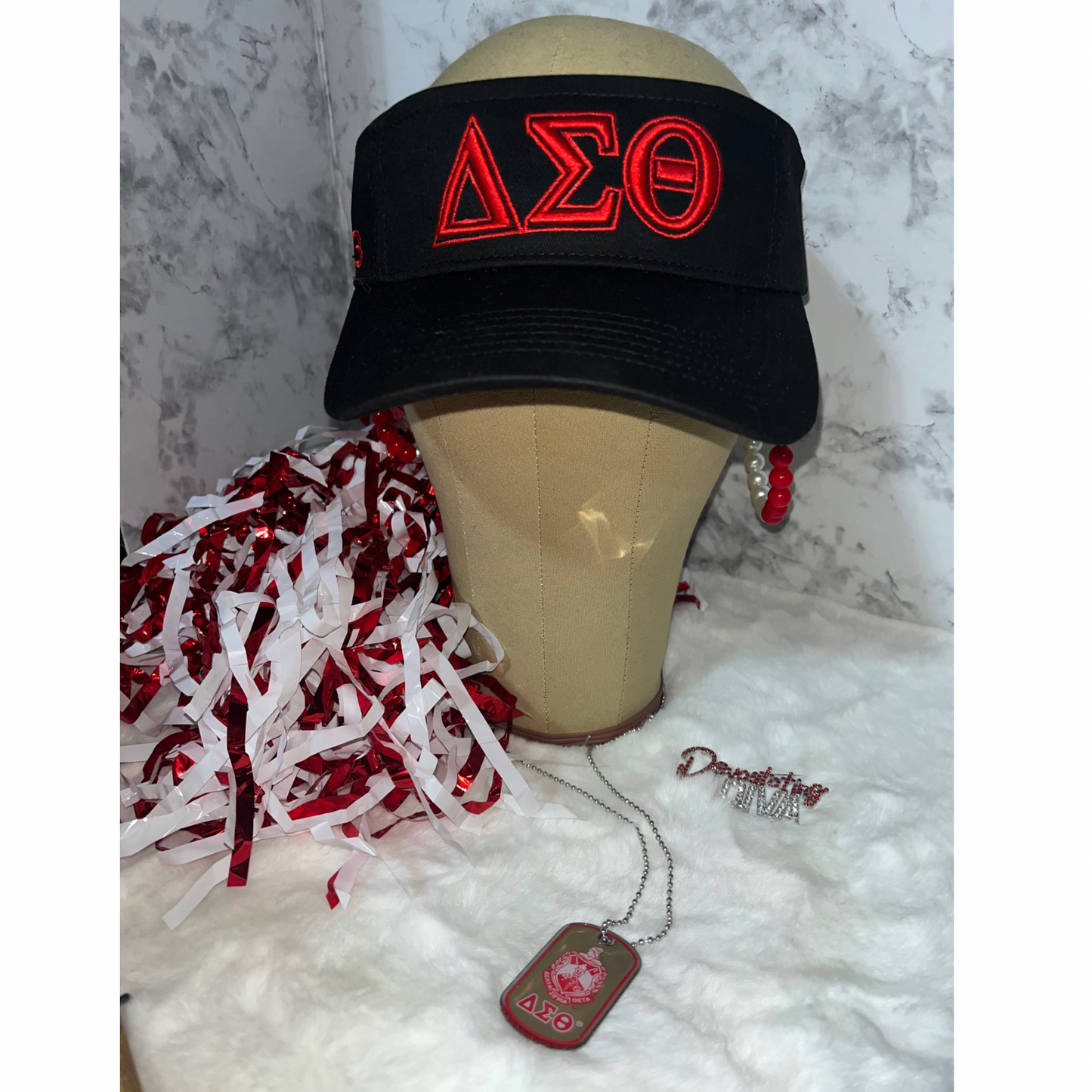 DST Visor with Greek symbols and 1913 embroidered on the side