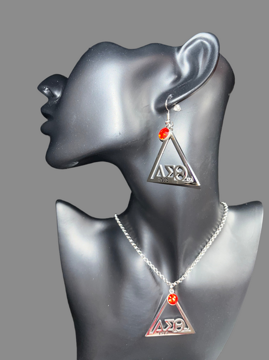 Stainless Steel Pyramid Earrings with Greek symbols and 1913