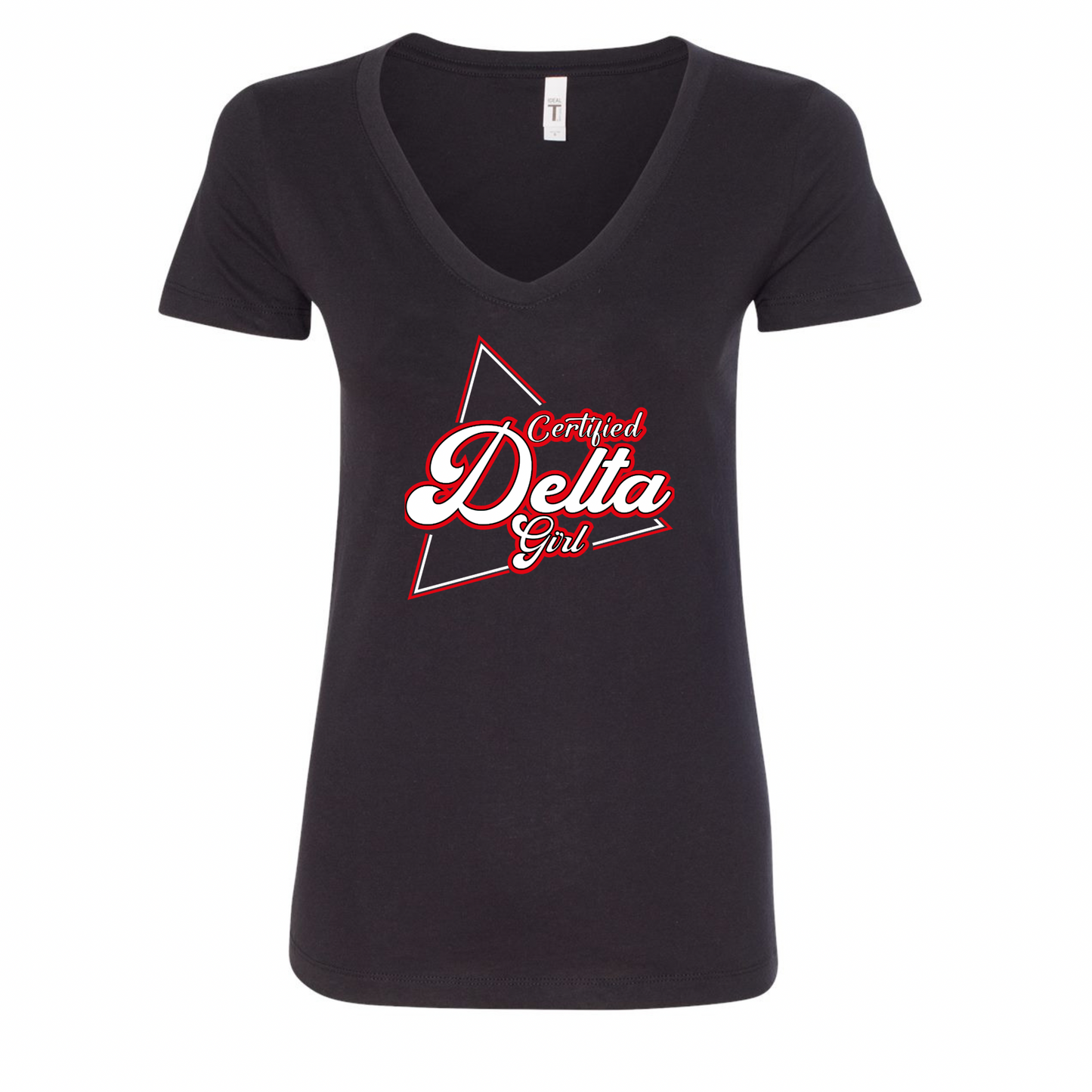 Certified Delta Girl women’s v neck tshirt