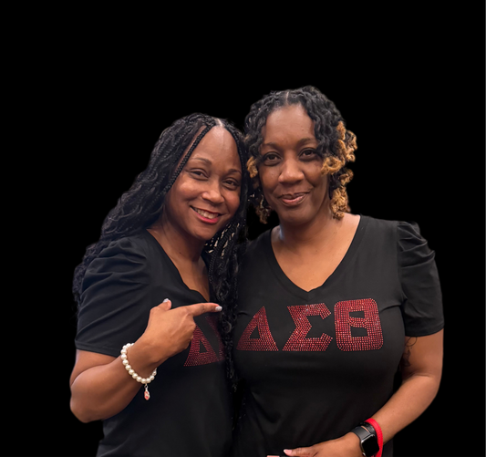 Women’s V Neck Casual Puff Sleeve bling Top with DST Symbols
