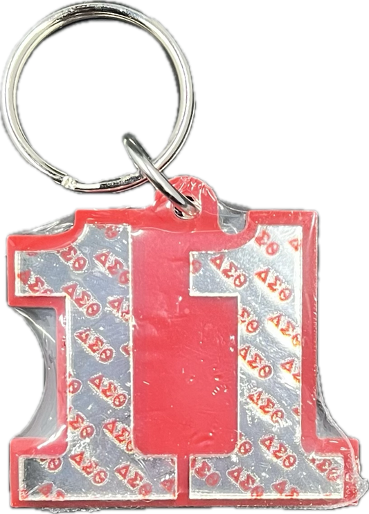 key chain. Numba. Delta Sigma Theta Line number mirrored keychain