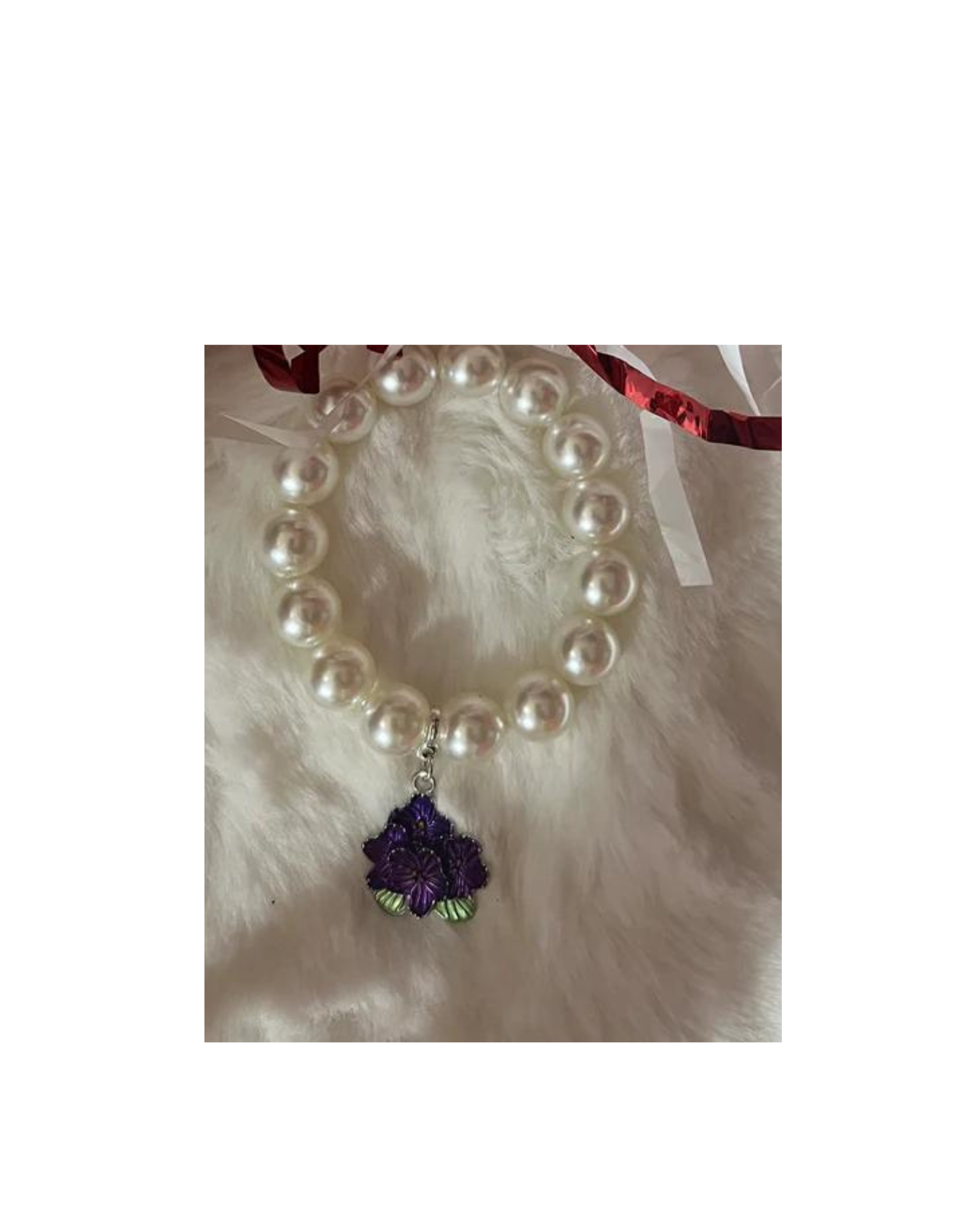 African Violet & Pearl Bracelet