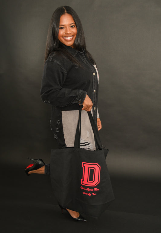 Delta Sigma Theta Sorority, Inc. black essentials tote bag