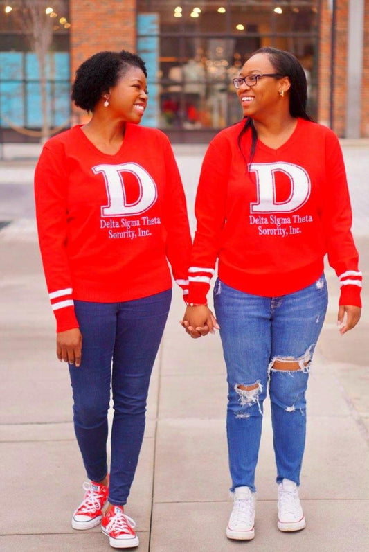 Chenille Delta Sigma Theta Varsity Women's V-Neck Sweater