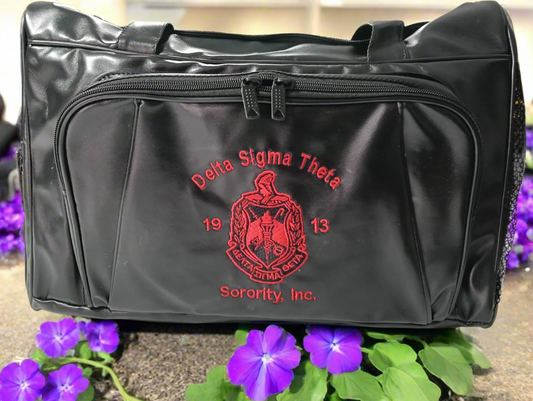Black Delta Sigma Theta Sorority, Inc. leather weekend duffle bag