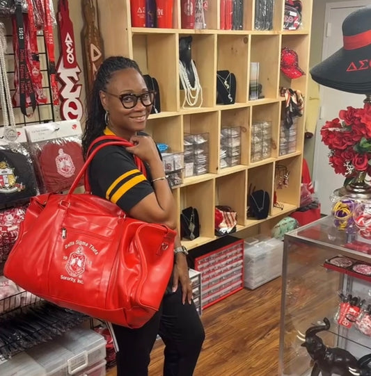 Delta Sigma Theta Sorority, Inc. leather versatile garment & duffle bag without trolley