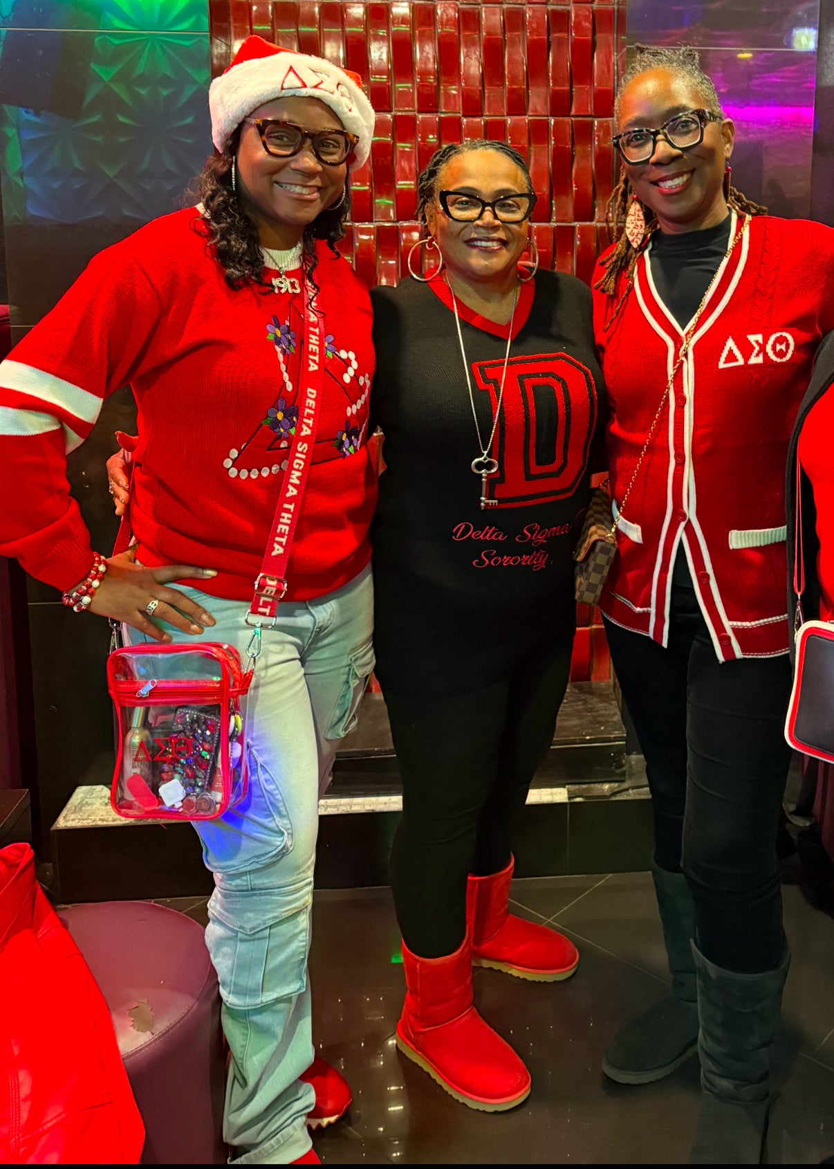 Black Chenille Delta Sigma Theta Varsity D Women's V-Neck Sweater