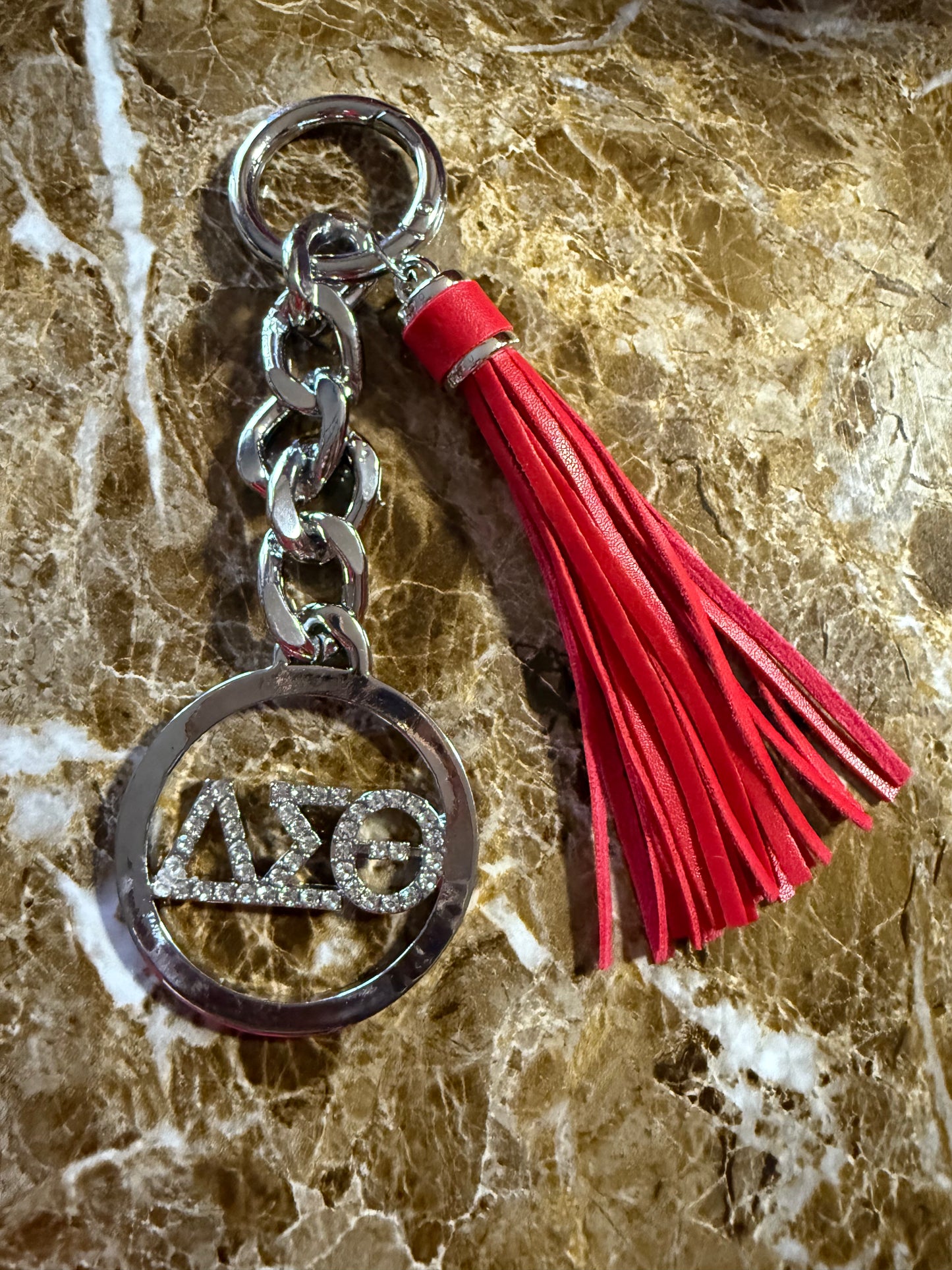 Delta Sigma Theta Rhinestone Keychain with Tassel
