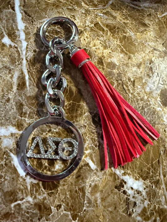 Delta Sigma Theta Rhinestone Keychain with Tassel