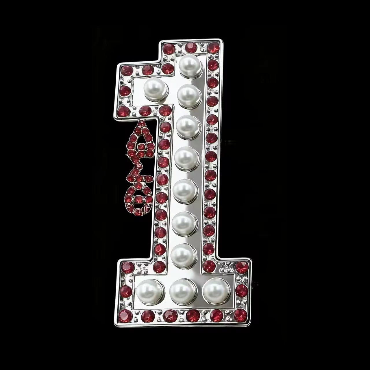 Pearl & Ruby Red Number Brooch Delta Sigma Theta®