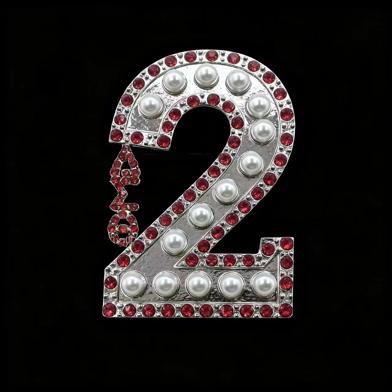 Pearl & Ruby Red Number Brooch Delta Sigma Theta®