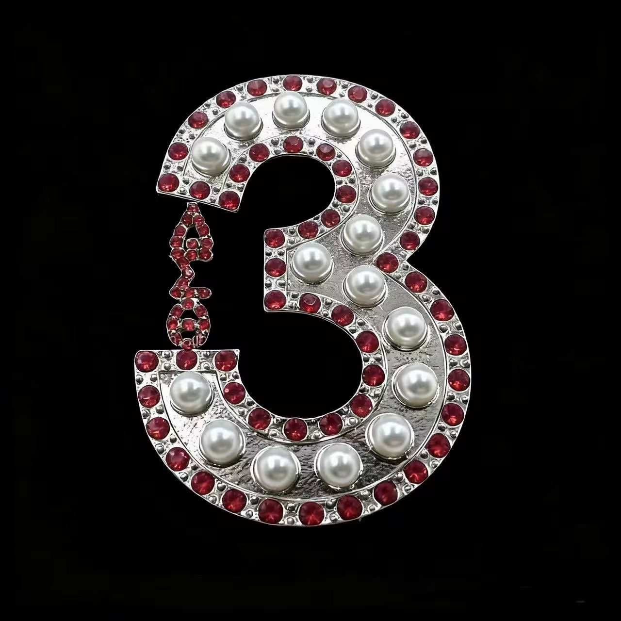 Pearl & Ruby Red Number Brooch Delta Sigma Theta®