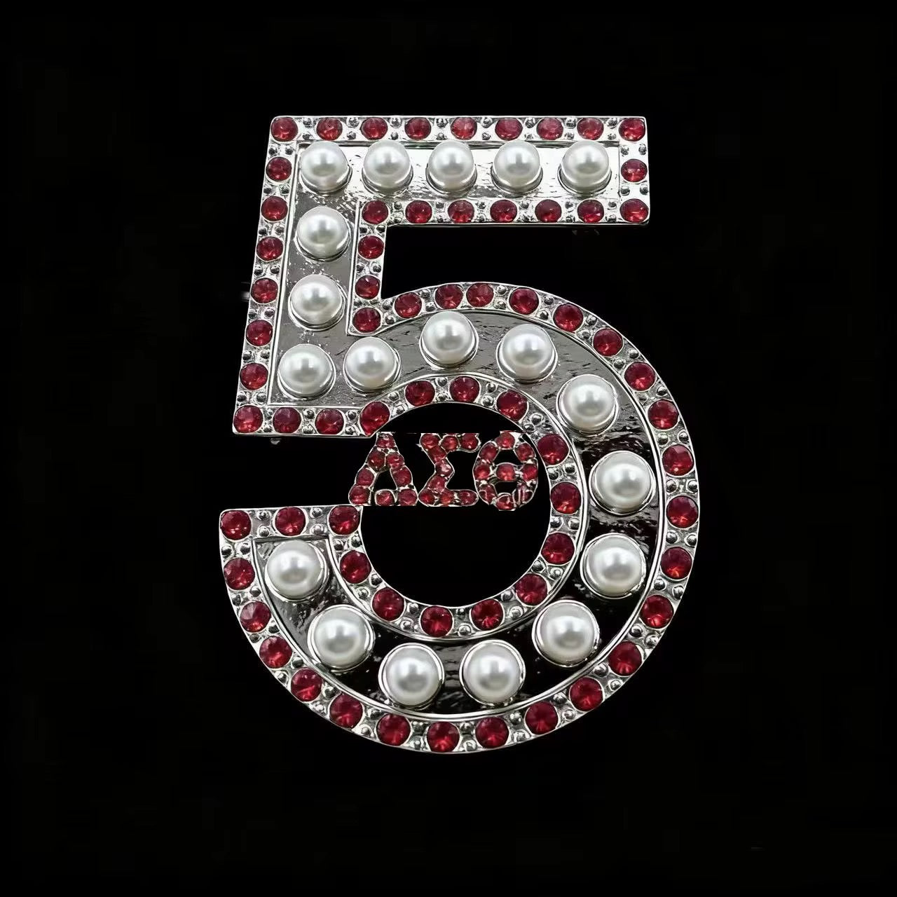 Pearl & Ruby Red Number Brooch Delta Sigma Theta®