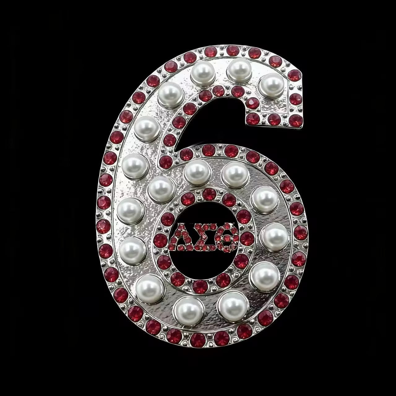 Pearl & Ruby Red Number Brooch Delta Sigma Theta®