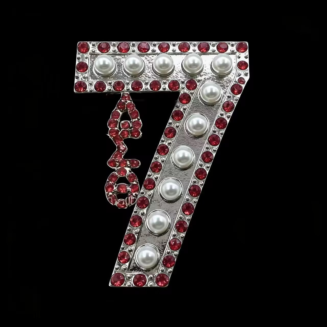 Pearl & Ruby Red Number Brooch Delta Sigma Theta®