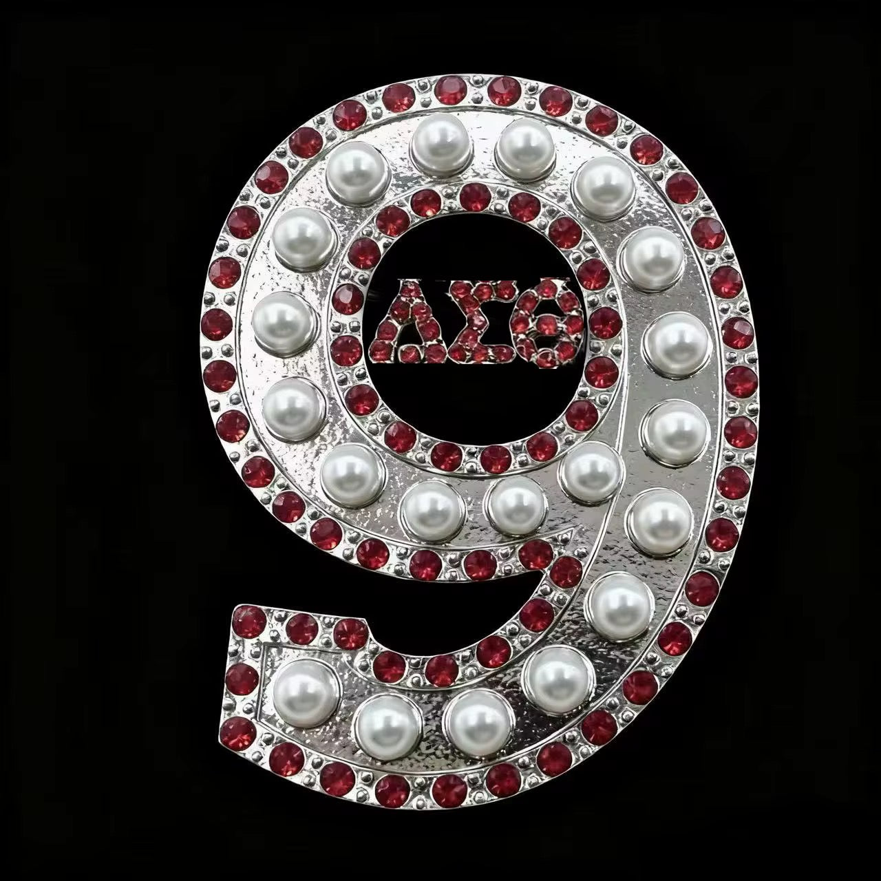 Pearl & Ruby Red Number Brooch Delta Sigma Theta®