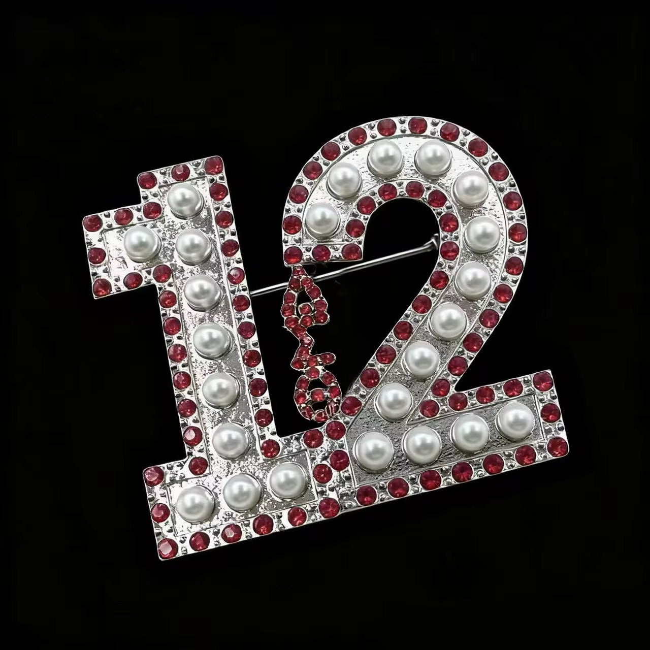 Pearl & Ruby Red Number Brooch Delta Sigma Theta®