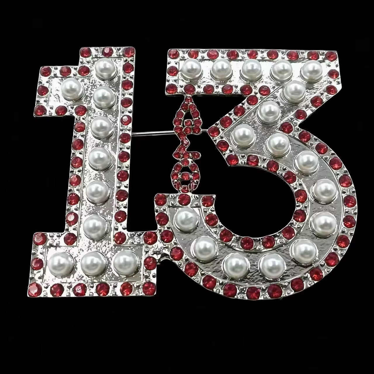 Pearl & Ruby Red Number Brooch Delta Sigma Theta®
