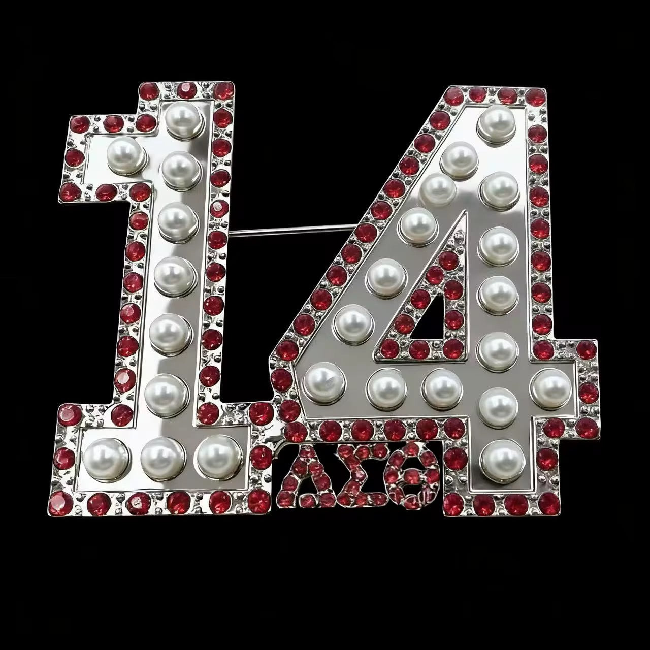 Pearl & Ruby Red Number Brooch Delta Sigma Theta®
