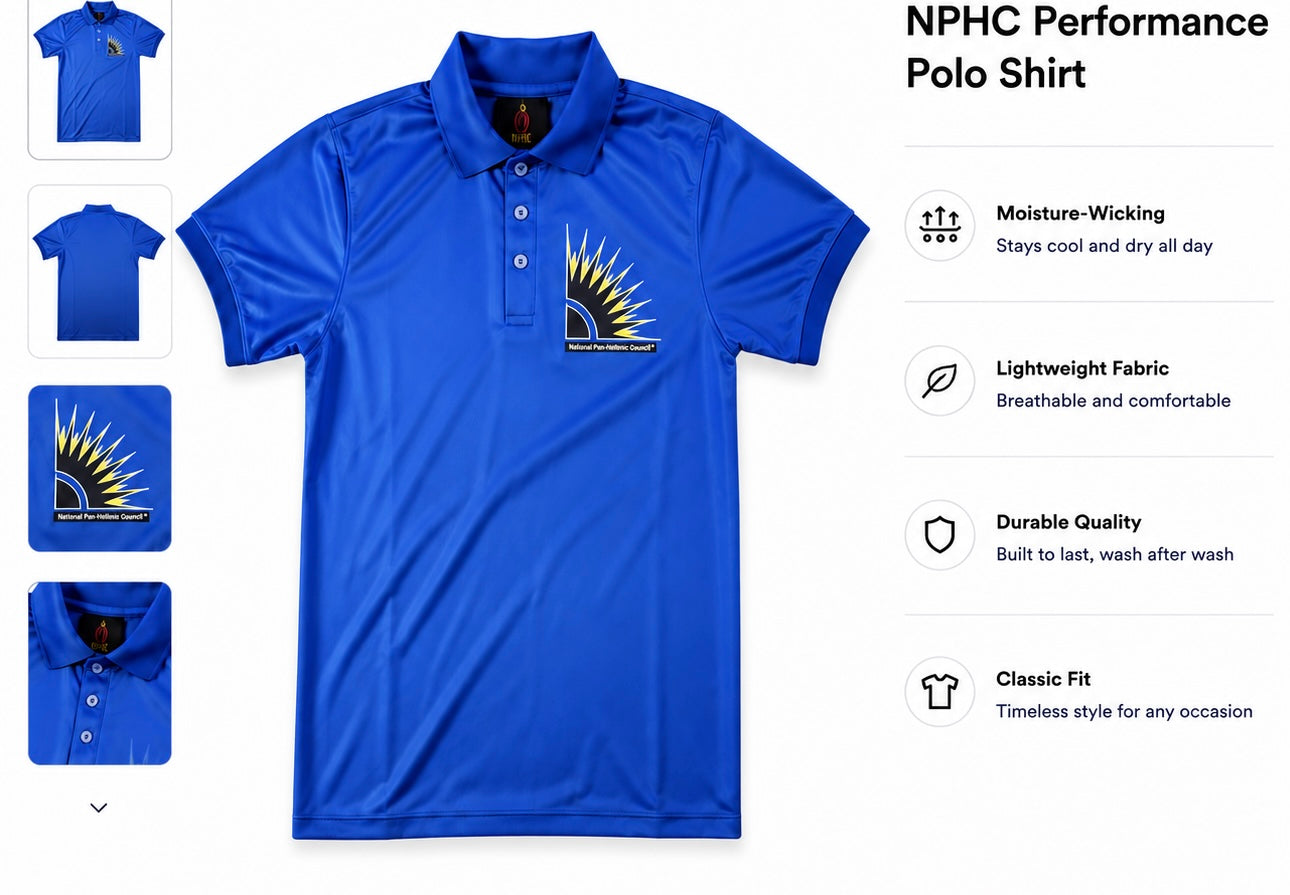 Royal polo shirt with NPHC embroidered logo