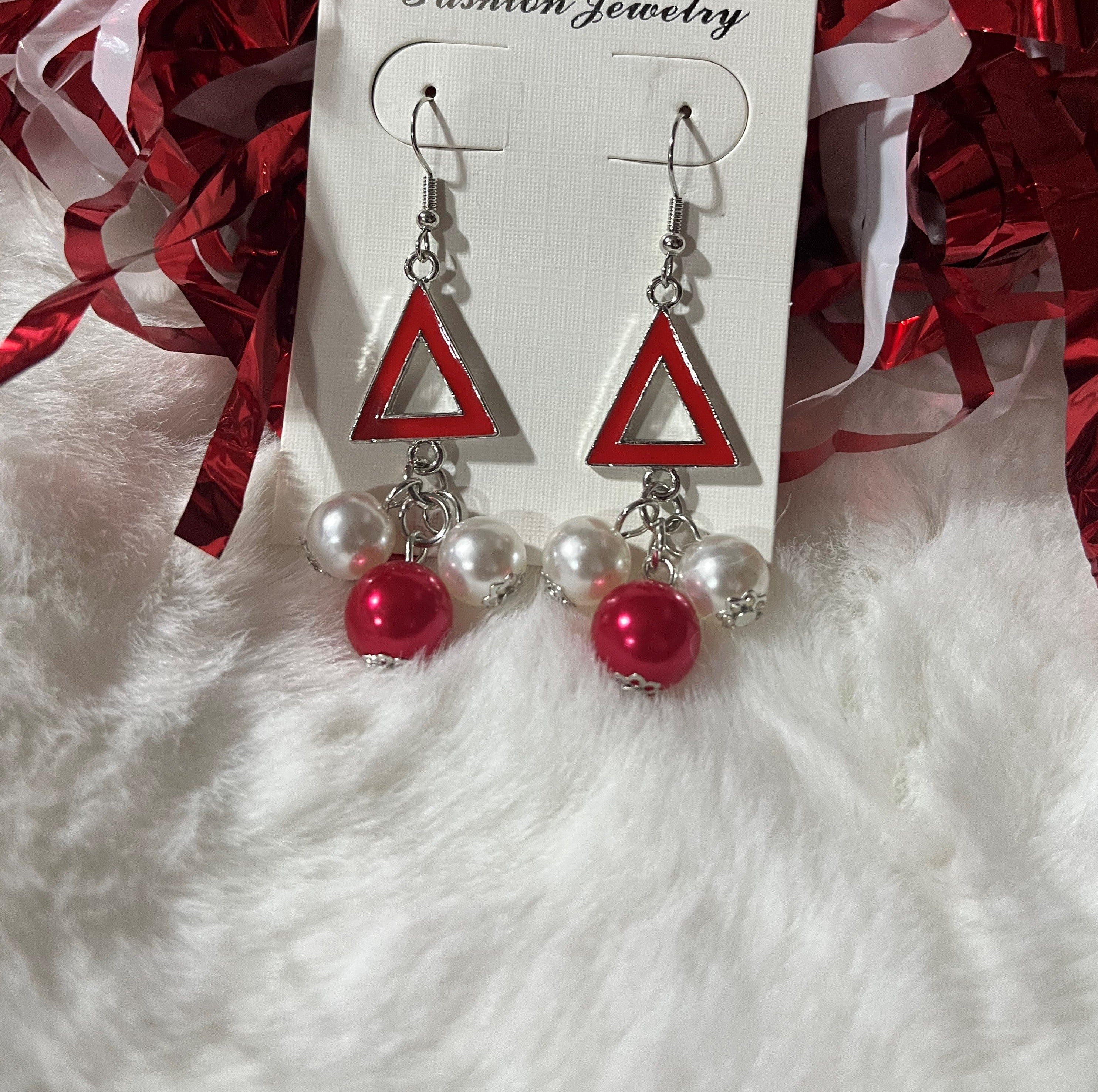 Earrings Crimson & Cream DST Inspired