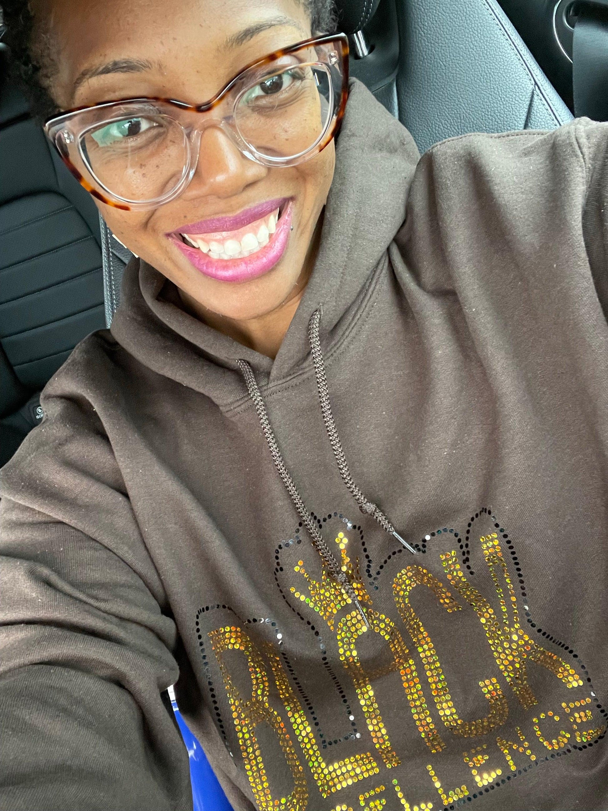 Black Excellence chocolate & gold spangled hoodie - shopsmitees