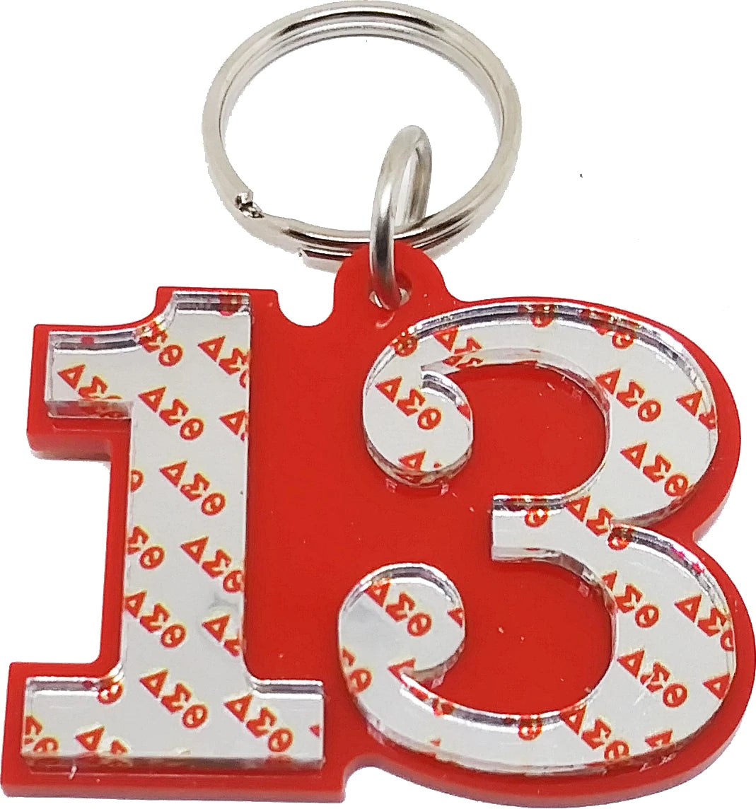 key chain. Numba. Delta Sigma Theta Line number mirrored keychain